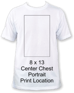 8 x 13 portrait shirt print location