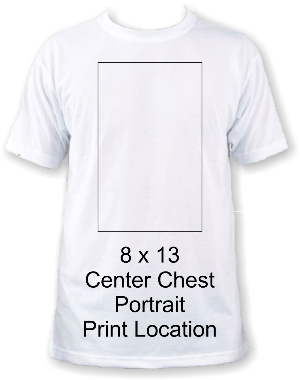 8 x 13 portrait shirt print location