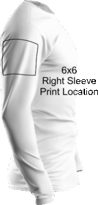 6x6 right long sleeve print area