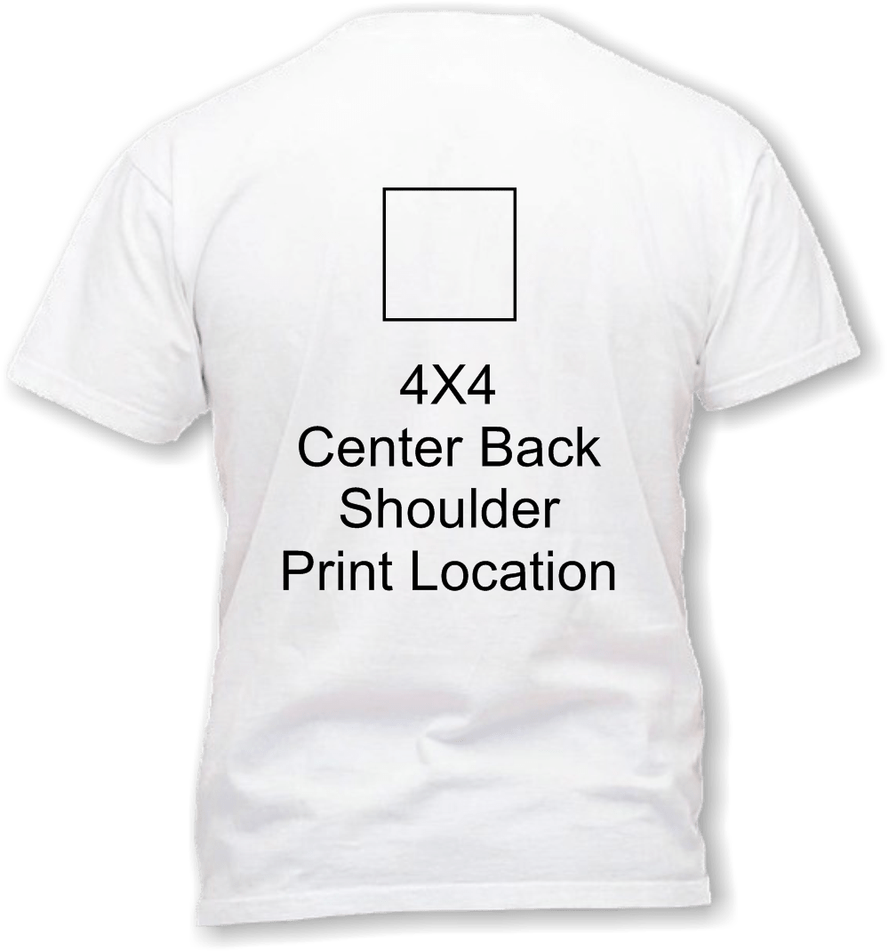 4 x 4 Center Back Print area