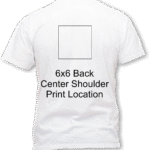 6 x 6 Back center shirt print location