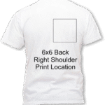 6 x 6 Back right shirt print location