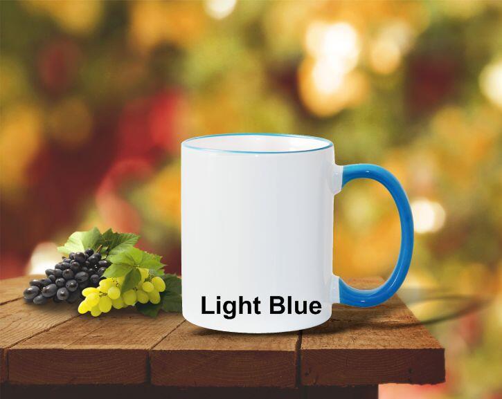 Kight Blue rim and handle 11 mug