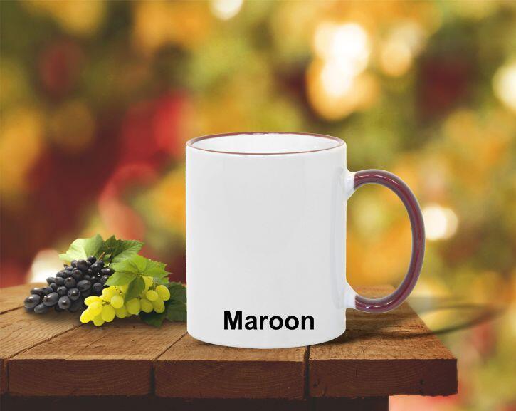 11 ounce Maroon Handle and Rim coffee cup