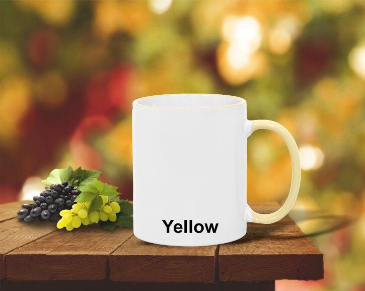 Yellow trim 11oz mug