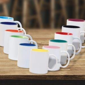 Group of 11 ounce 2 tone color mugs