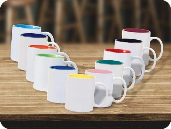 Group of 11 ounce 2 tone color mugs