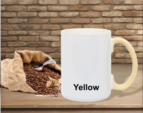 Yellow accent mug for personalizing in a 15 oz size