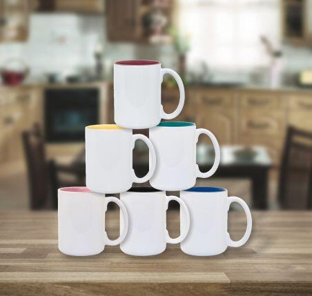 Group of 15 oz colored deco mugs