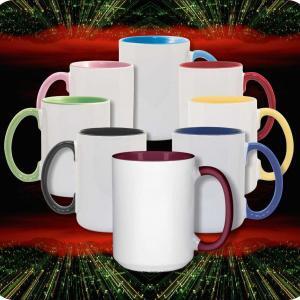 Group of 15oz collor inner and handle mugs