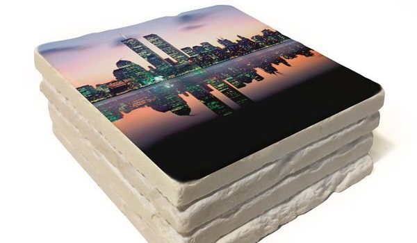 White Marble Coasters Custom Printed