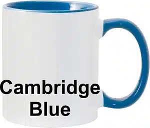 Cambridge Blue colored handle and inner 11oz mug