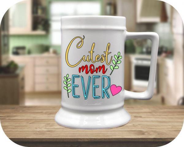 Display 16oz Flared Bottom Beer Stein with Cutest mom Ever