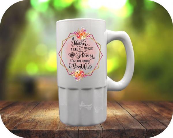 Like a Flower printed 18oz Fluted Bottom Stein