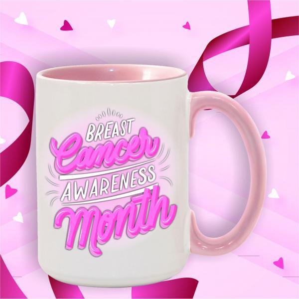 15oz Breast Cancer awareness month coffee mug