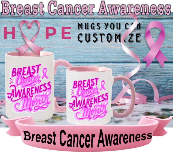 Pink mug group for Breast Cancer Awareness