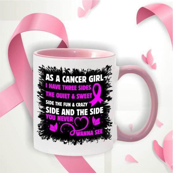 As a Cancer Girl quote 11 oz on Pink trim Mug