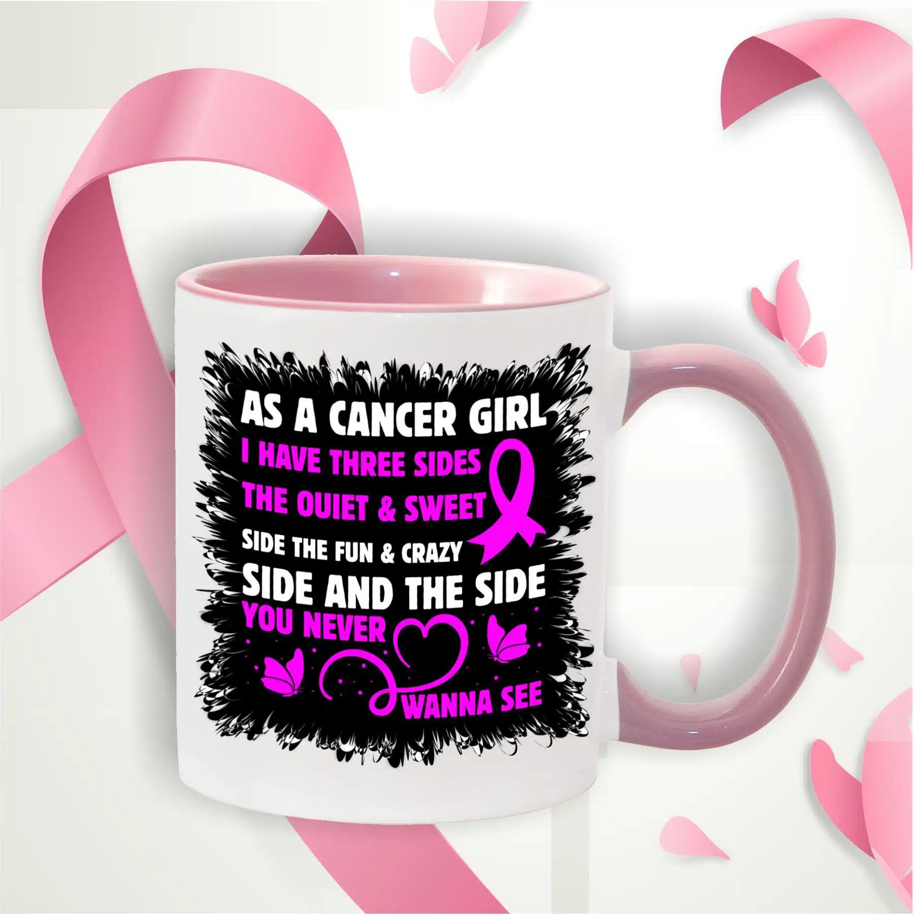 As a Cancer Girl quote 11 oz on Pink trim Mug