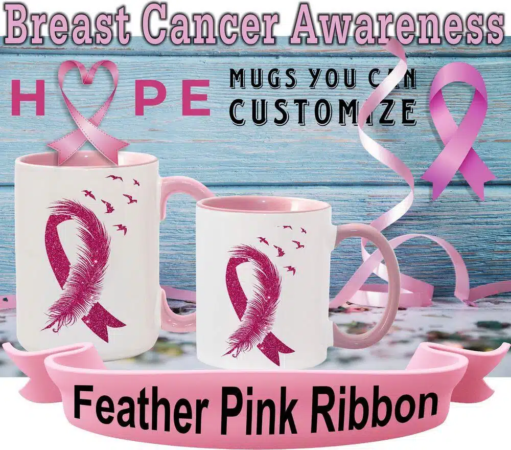 Feather Feather Pink Ribbon
