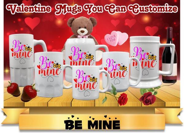 Group of Be Mine Mugs and steins