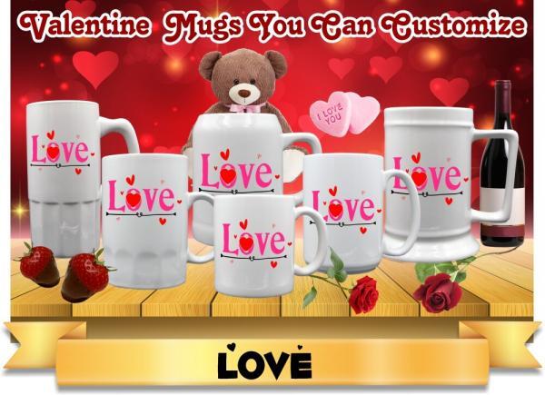 Group of 6 Love Mugs