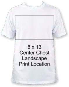 8x13 landscape shirt print location