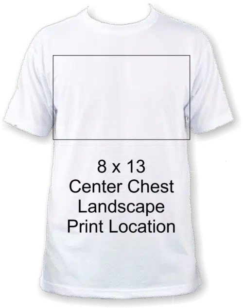 8x13 landscape shirt print location