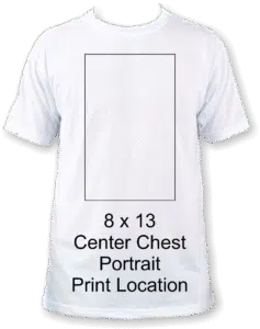 8 x 13 portrait shirt print location