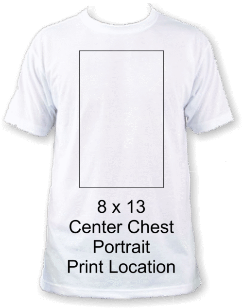 8 x 13 portrait shirt print location