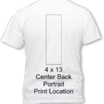 4 x 13 Center Back portrait Print area