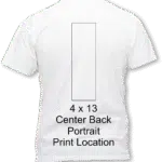 4 x 13 Center Back portrait Print area
