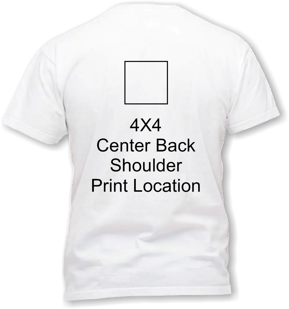4 x 4 Center Back Print area
