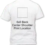 6 x 6 Back center shirt print location