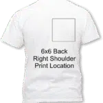 6 x 6 Back right shirt print location