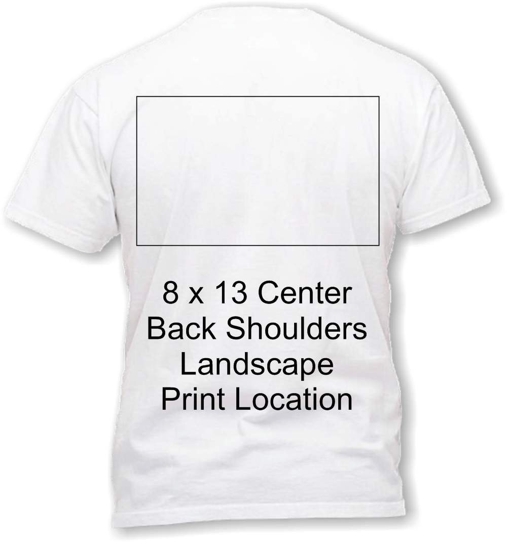 8 x 13 center back landscape print area