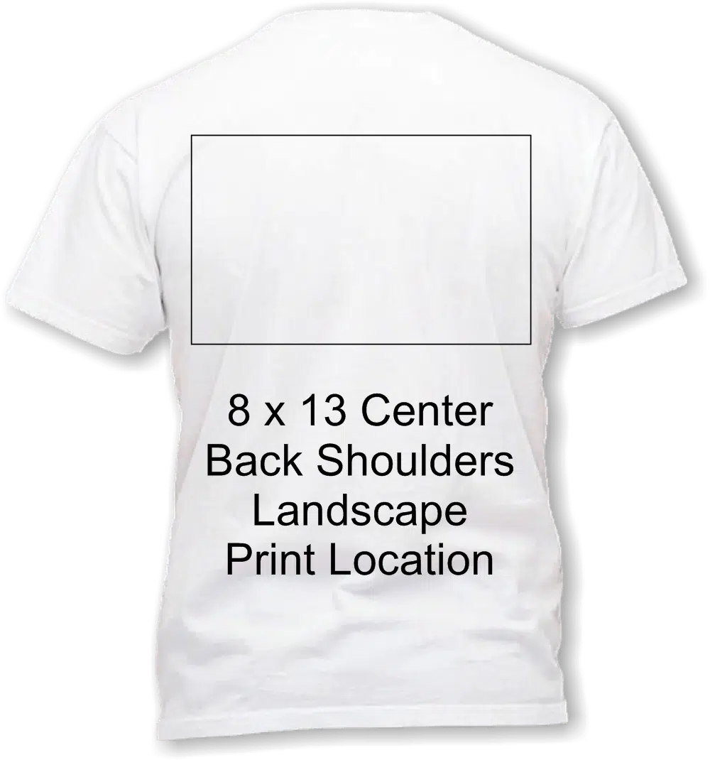 8 x 13 center back landscape print area