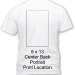 8 x 13 center back portrait print area