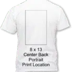 8 x 13 center back portrait print area