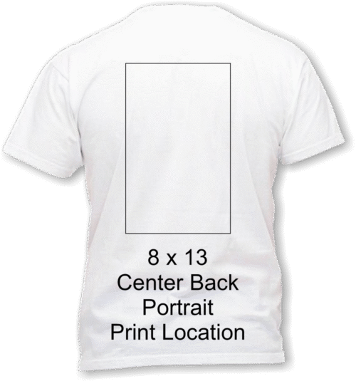 8 x 13 center back portrait print area