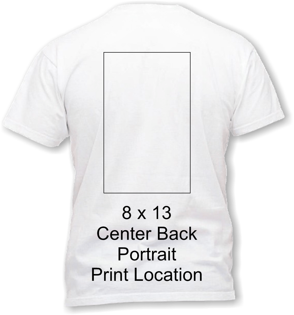 8 x 13 center back portrait print area